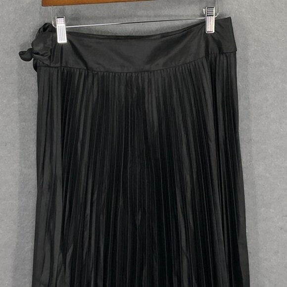 White House Black Market Pleated Midi Skirt Asymmetric Hem Bow Size 8 Elegant - Picture 6 of 12
